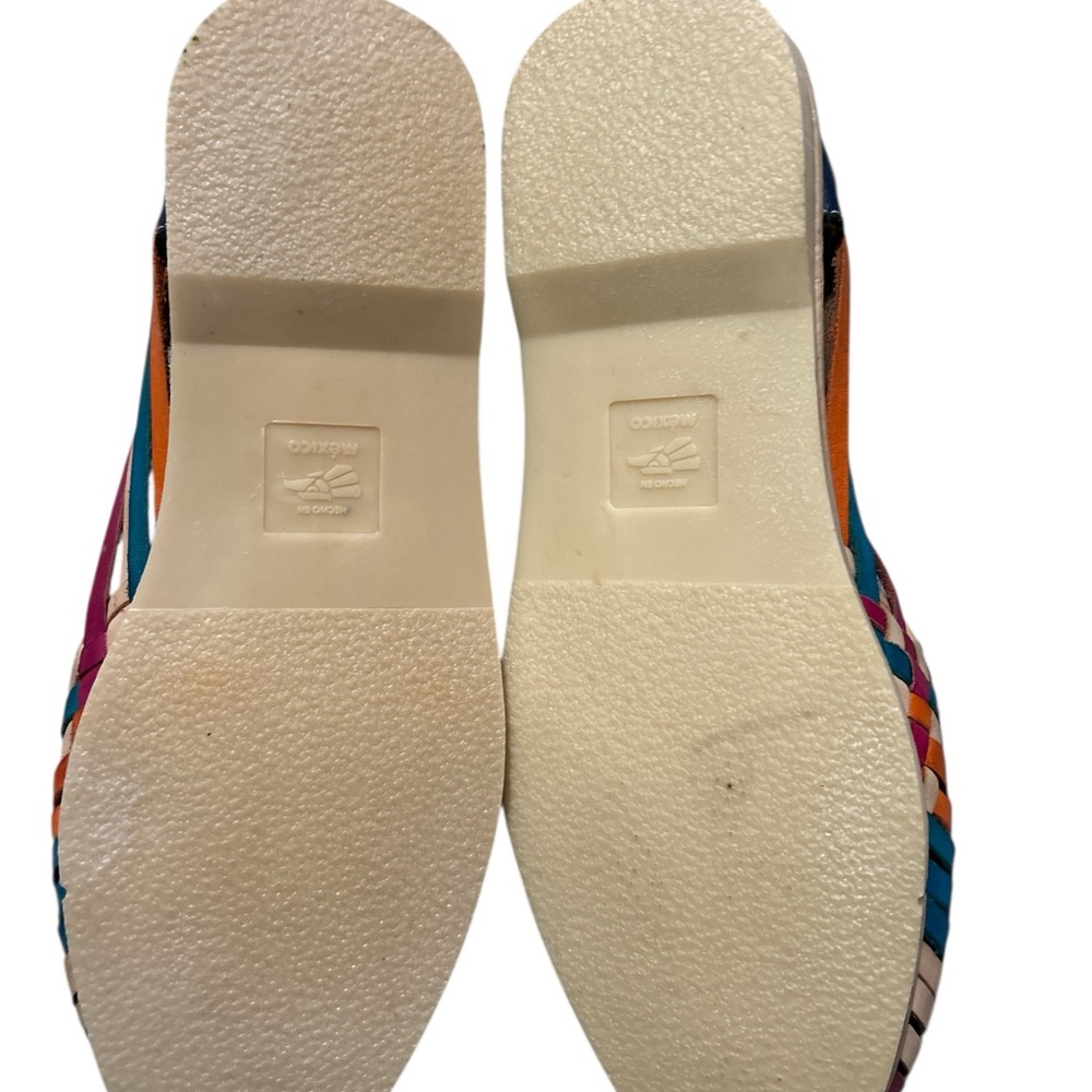 Multicolor Woven Leather Huarache Flats - Guillen Atisan Made in Mexico 9-9.5 - Picture 7 of 9